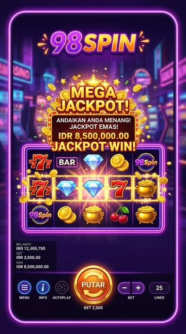 Tangkapan layar antarmuka pengguna 98spin yang menarik.